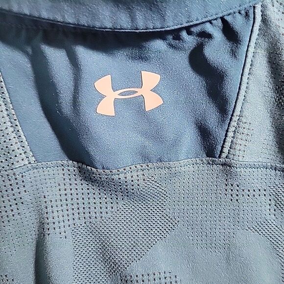 Under Armour Polo Shirt Mens 3XL Blue Camo Jacquard Vented Performance Golf - Picture 8 of 10